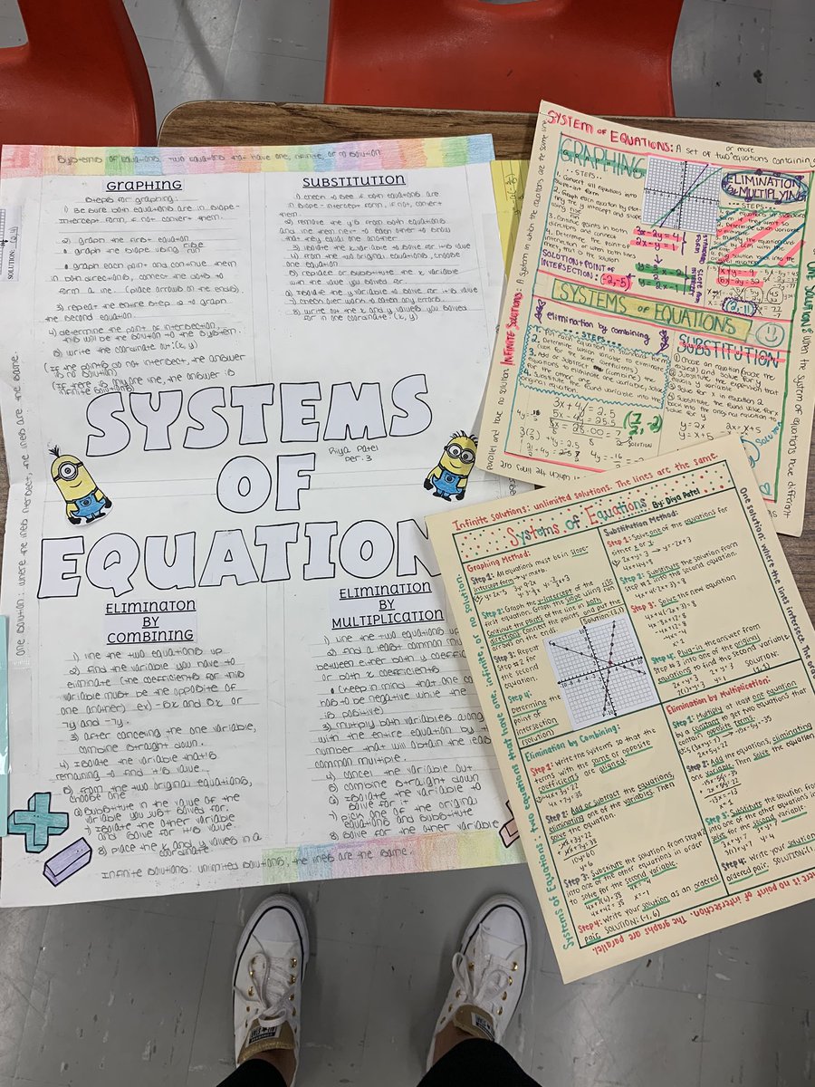 lyssa9282's tweet photo. Math One-pagers on Systems of Equations #tjpawesome #shinebrightedison https://t.co/5aQjHtMr1w
