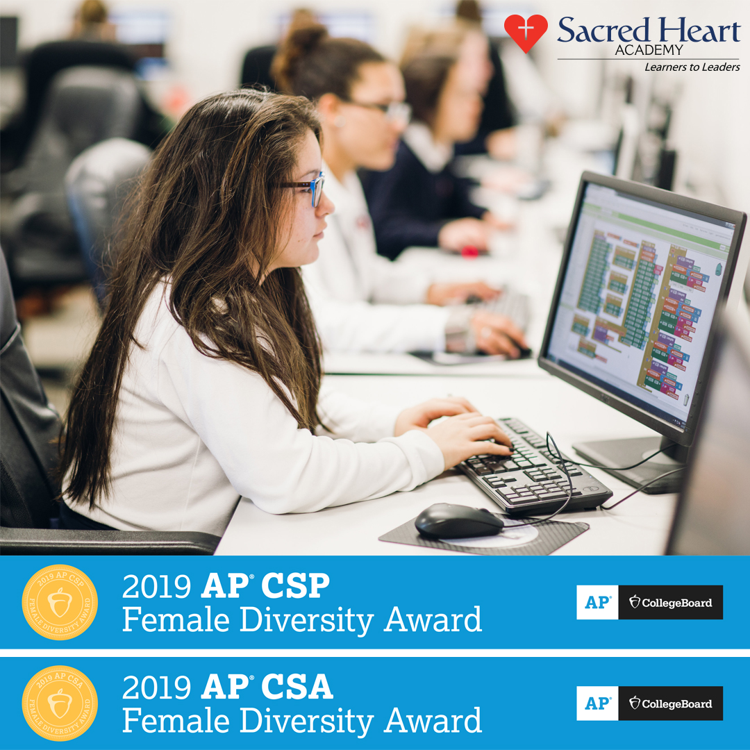 Sacred Heart Academy is so proud to accept <a href="/CollegeBoard/">College Board</a>'s Female Diversity Award for BOTH AP Computer Science A and AP Computer Science Principles! We are one of only 36 schools in over 20,000 offering AP exams to receive this award. See full info here: shslou.org/apps/news/arti…