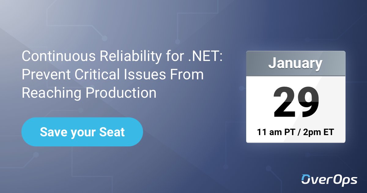 overopshq's tweet image. Join us tomorrow at 2pm ET for a webinar on achieving #ContinuousReliability in .NET apps ow.ly/1tIZ50y5Gj8