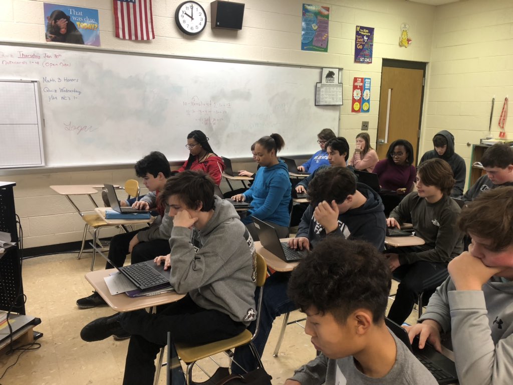 Jason_Queen18's tweet photo. To paraphrase Ricky Bobby, students...en-gaged! @gimkit @PearDeck and @Google Meet made #TechoTuesday a huge success. @dcsnc @LedfordHSNC https://t.co/welbuYxarn