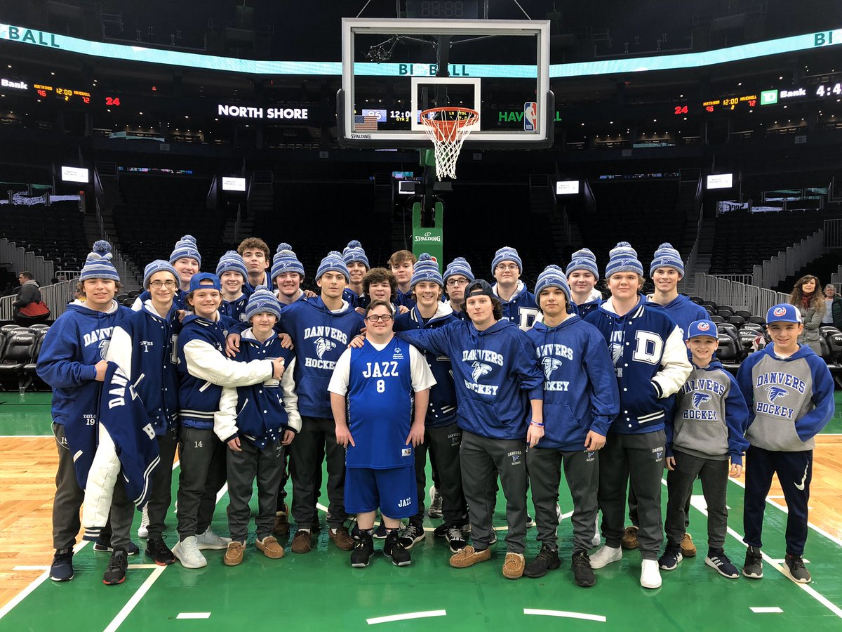 The Danvers High Hockey Falcons are cheering on All-Star point guard Coach Corey O’Keefe and the North Shore Jazz at the TD Garden today! <a href="/WeAreDanvers/">Danvers Falcons</a> <a href="/PhilStacey_SN/">Phil Stacey</a>