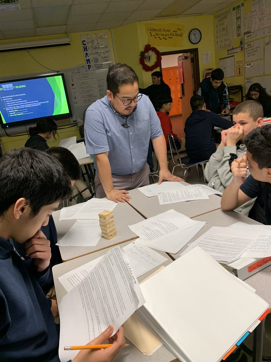 edison_school's tweet photo. Mr. Davila @Navatis1931 showed today why he is our January Teacher of the Month. Student’s reviewed for the Snapshot 2 by playing Jenga and answering STAAR aligned questions. #snapshotready @LopezprinciPAL @HISDEastArea @HISDLIM https://t.co/Mx36Ntn4kC