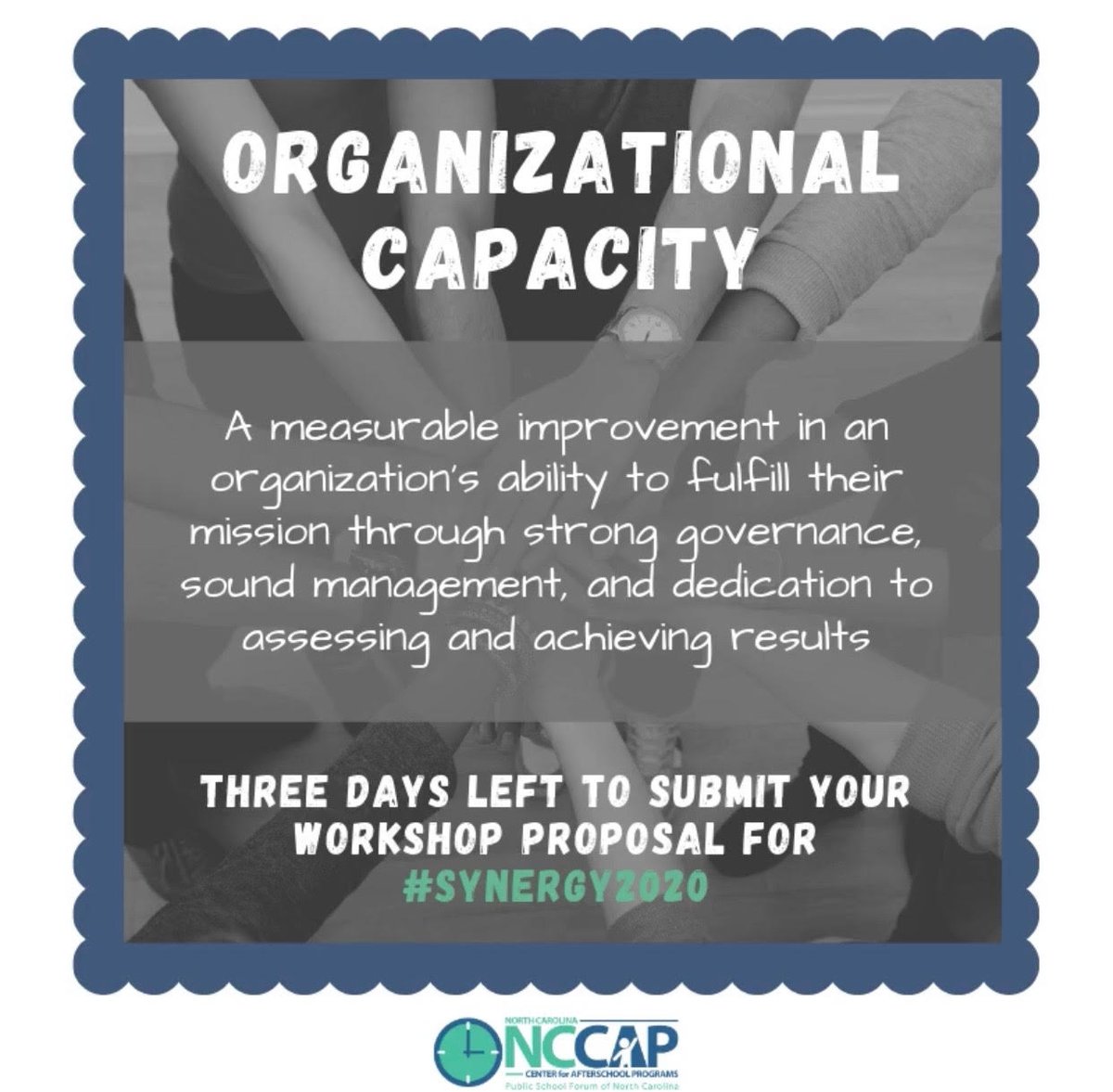 ncafterschool's tweet photo. Do you have experience with grant writing, fundraising, cross sector collaboration, or staff and volunteer recruitment or retention? Click here to submit your proposal for #Synergy2020: https://t.co/w3O4MdKhgH 
#OrganizationalCapacity #FutureInFocus https://t.co/vHi59IvPeG