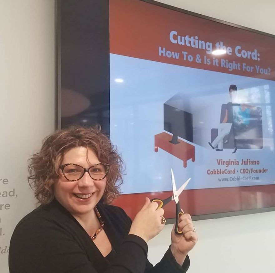vjuliano's tweet photo. Led an informative session on #cordcutting at #hayvncoworking. Shared some #protips on how to get rid of #cable & get the most from #streaming. Plus, talked about how to figure out if #cuttingthecord is right for you. #breakthebundle #cobblecord #keepcobbling. @CobbleCord @HayvnC https://t.co/SfnrY9hPph