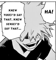 Bakugou also hears this and I like to think his respect for Aizawa grew EVEN MORE. Because whilst society and even VILLIANS themselves think Bakugou would turn, Aizawa didn't and made that clear on live television with no hesitation.
