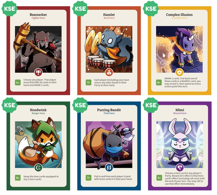 Unstable Games on X: We have another Here to Slay Kickstarter update for  you! Here is a preview of the 6 Kickstarter Exclusive Hero cards that will  be included with every KSE