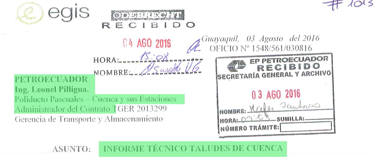 OECEcuador's tweet photo. Conozca la carta con la cual, en agosto de 2016, la fiscalizadora de la construcción del #PoliductoPascualesCuenca advirtió a #Petroecuador la necesidad de realizar nuevos estudios en el #TerminalCuenca y revela que Petroecuador no autorizó esos estudios
#LaVerdadPoliducto https://t.co/hmJQbPPEvd