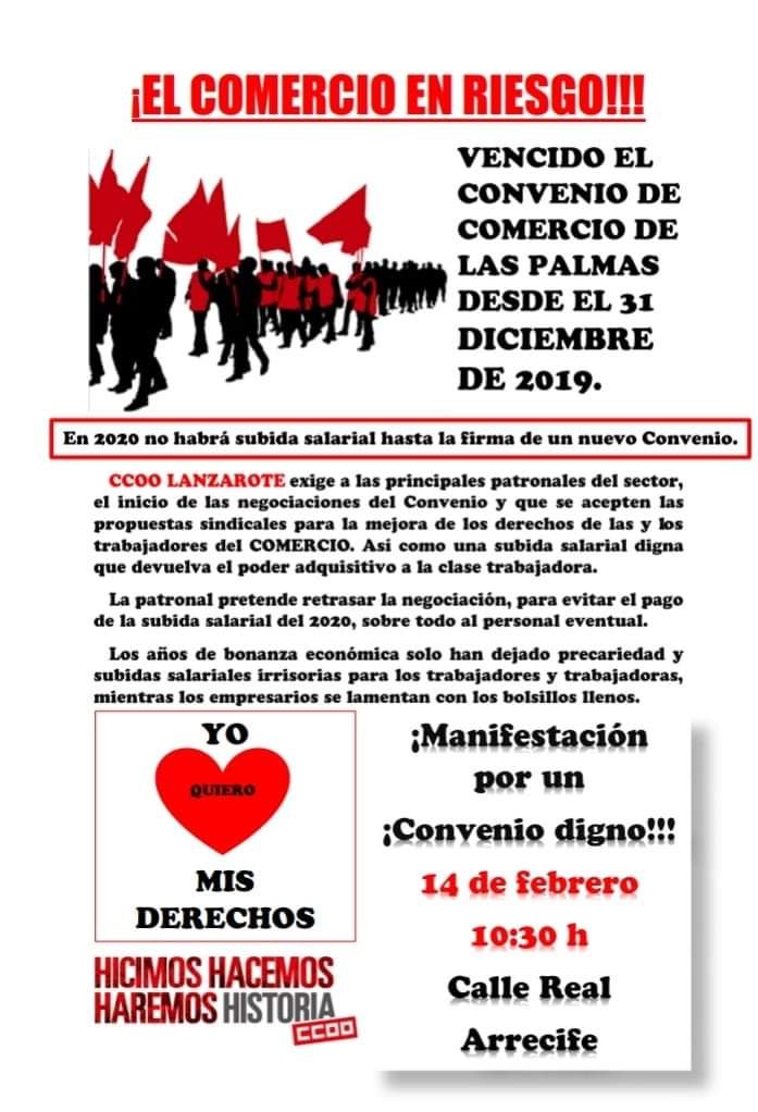 CCOOLANZAROTE's tweet photo. #Comercio #ConvenioDeComercio 
🔴▪️🗣️Este 14 de febrero reivindicaremos que hay otra manera de hacer economía más humana y sostenible y por todo ello, necesaria
Saldremos a la calle a reivindicar un Convenio de Comercio digno.

Tú que puedes, únete y lucha por ti y por los tuyos https://t.co/xpUxhHJLZ1