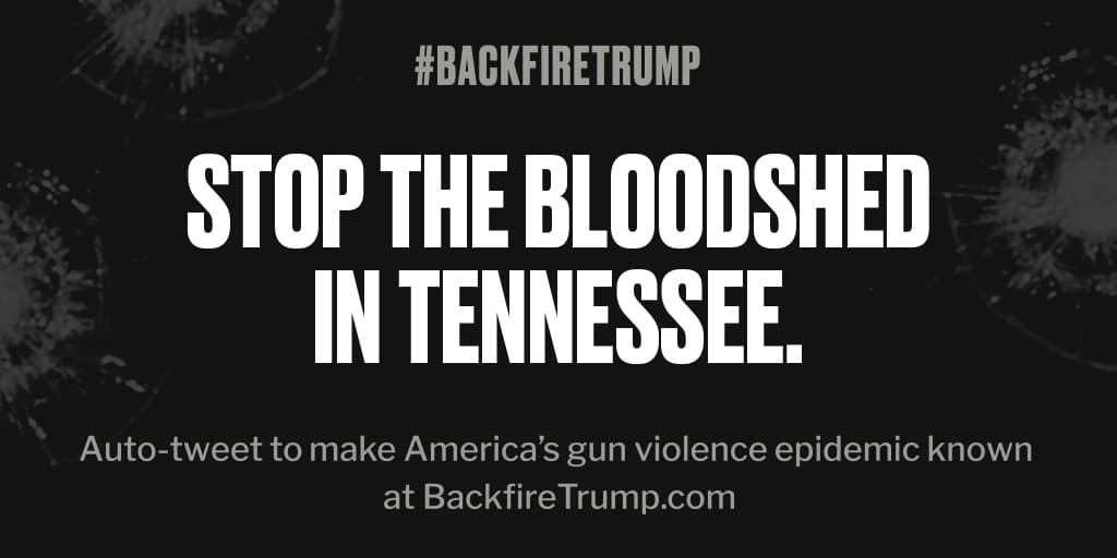 karudden's tweet photo. Shooting in #Tennessee just took an American life. #POTUS, please do something. #BackfireTrump https://t.co/1SW2NLu5y6