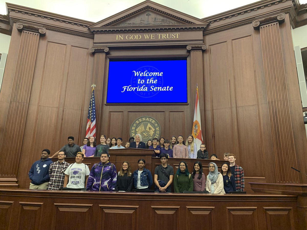 TSMS_OCPS's tweet photo. Students from our Civics classes visiting our state Capitol today and with First Lady Mrs. DeSantis in the Governor’s office.  What a great experience for these student Wolverines! https://t.co/6UzCsk5fiz
