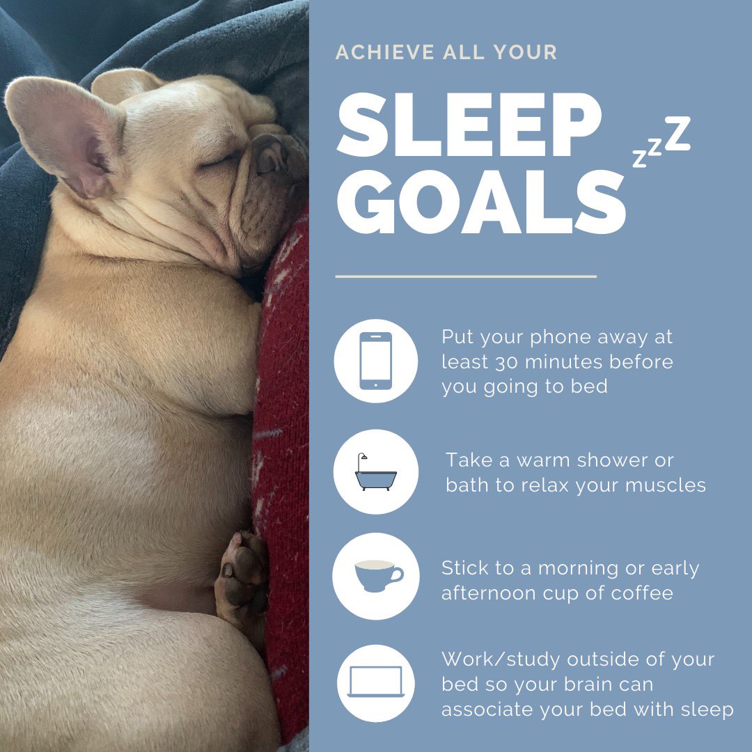 Achieve all your sleep goals. Put your phone away at least 30 minutes before going to bed, take a warm shower to relax muscles, stick to a morning or early afternoon cup of coffee, work/study outside of your bed