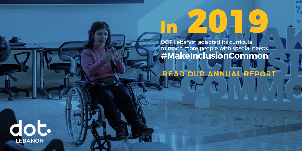 DOTLebanon's tweet photo. Because we aim to #MakeInclusionCommon we adapted our curricula in 2019 to reach people with special needs and help them be independent and productive members of the economy. Read our 2019 report now by clicking on this link https://t.co/2ytW3S7GMU
#DOTLebanon #Social #Impact https://t.co/BJ3qX8cgT8