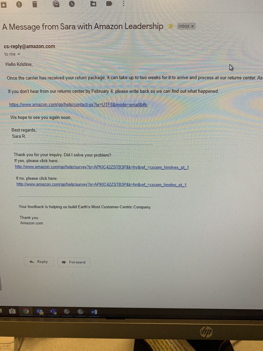 KrisBrare's tweet photo. @AmazonHelp Wow that is different from what I was told today. See the email so received today https://t.co/VabvP015CD