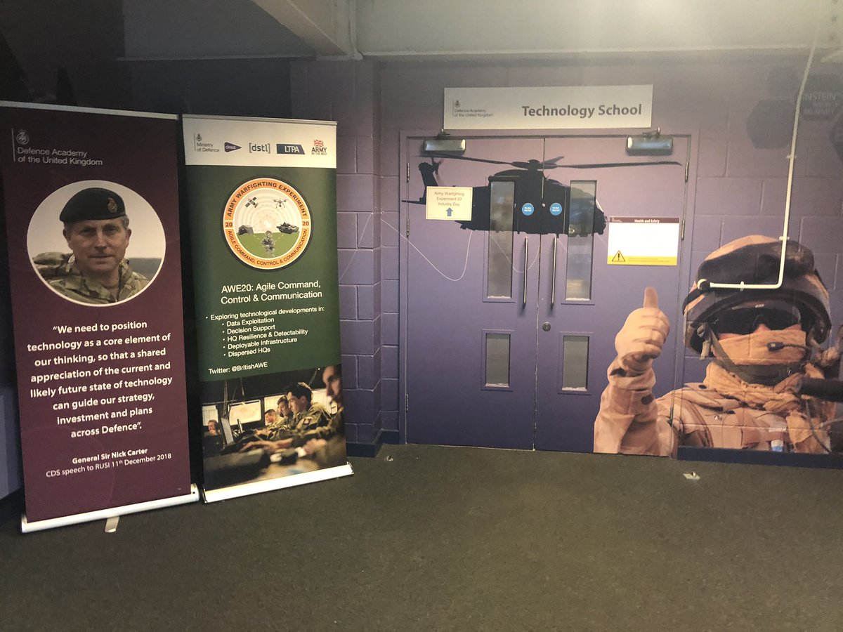 The Team are looking forward to hosting #AWE20 #Industry Day 2 tomorrow @DefAcUK @DefenceES @dstlmod @ArmyAEWE #AgileC3 #TechnologySchool