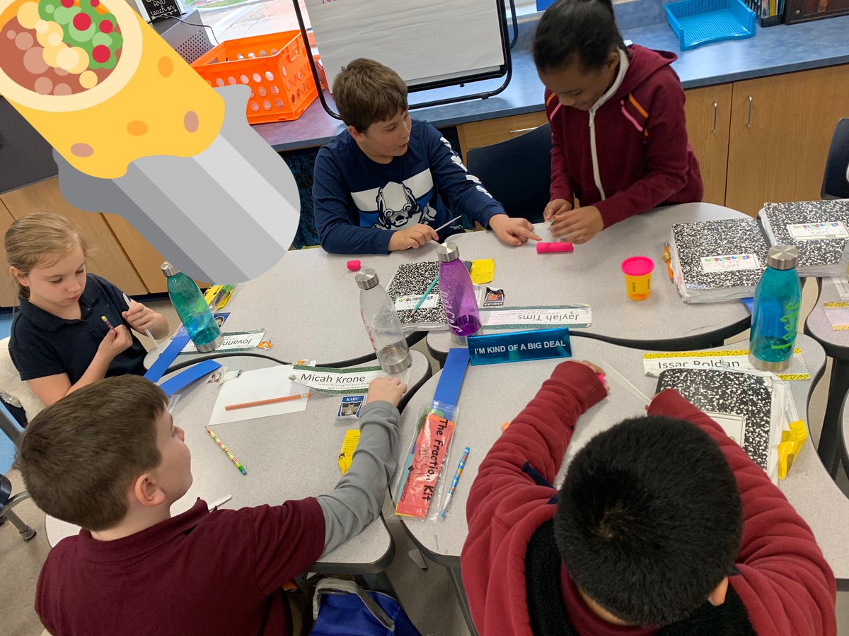 MsMCTaylor's tweet photo. Showing the relationship between fractions and division using playdoh burritos!! 🙌🏻 @LockeKelly @JennyWorks2 @allysonlbell @RangeElementary #rangeridernation https://t.co/ctacrAiGH1