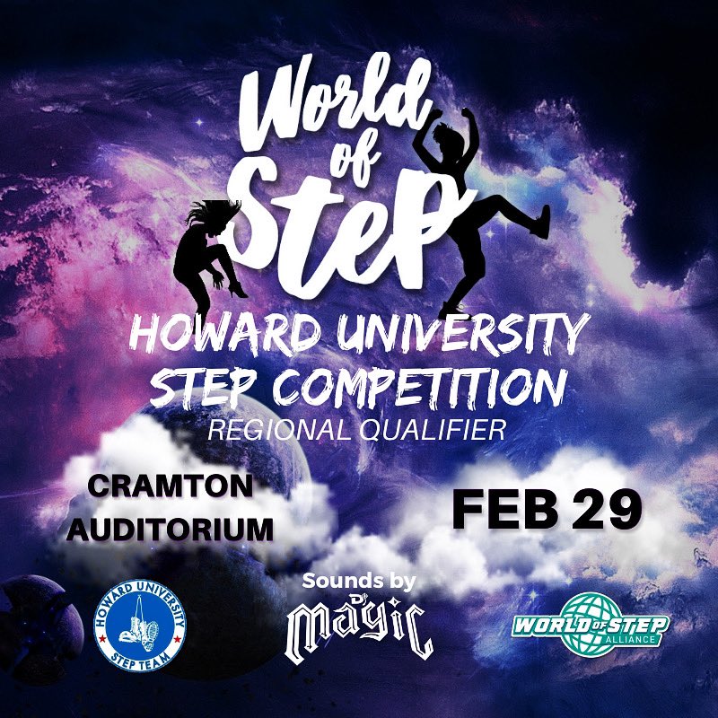 The Howard University Step Team in partnership with the World of Step Alliance, is bringing the World of Step &amp; Stroll Competition to the HU stage, with sounds by the one and only DJ Magic🤩

Save the date, and stay tuned for the link to purchase tickets!