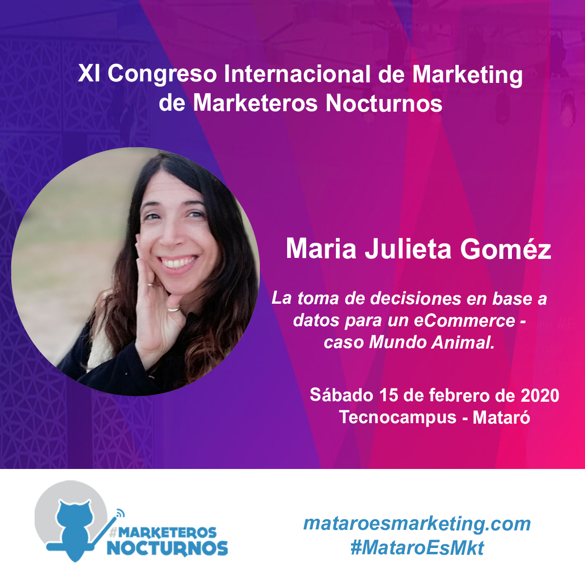 Mataroesmkt's tweet photo. 🔥Más ponentes 🔥

XI Congreso Internacional de Marketing de Marketeros Nocturnos 🦉

Maria Julieta Gomez Diaz, SEO Senior Specialist &amp; Digital Marketing Consultant y profesora en @iebschool 

🎫👉 https://t.co/1oXcwodW0T

#MarketingDigital #Mataro #Barcelona #MataroEsMkt https://t.co/ikQTnKQVMh