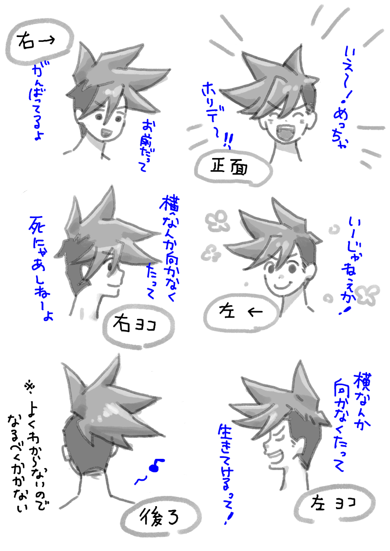 髪の流れどうだったけ?となった時用 