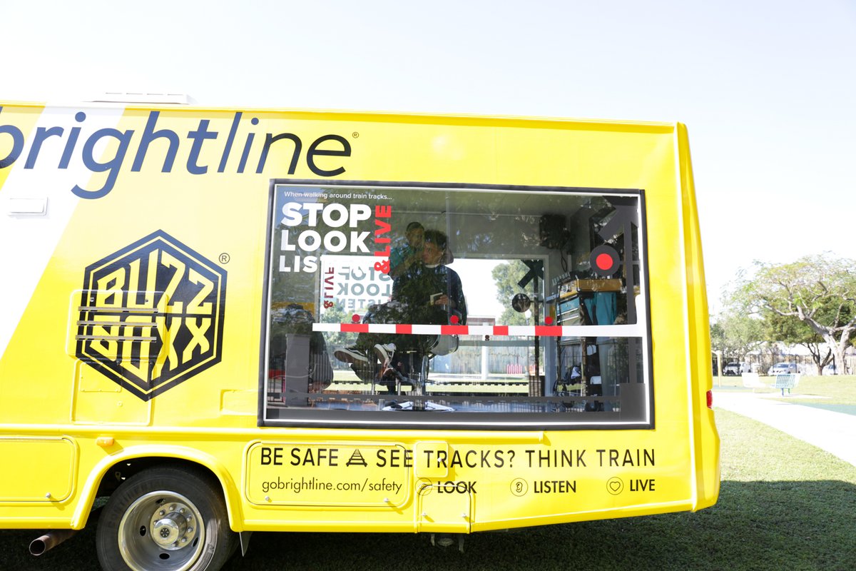 Virgin's tweet photo. .@GoBrightline (soon to be Virgin Trains USA) is taking its mobile barbershop to 60 locations across South Florida this year to teach young people about rail safety and mental health https://t.co/Ji7nr0EQpA https://t.co/w5HdFpgUJ6