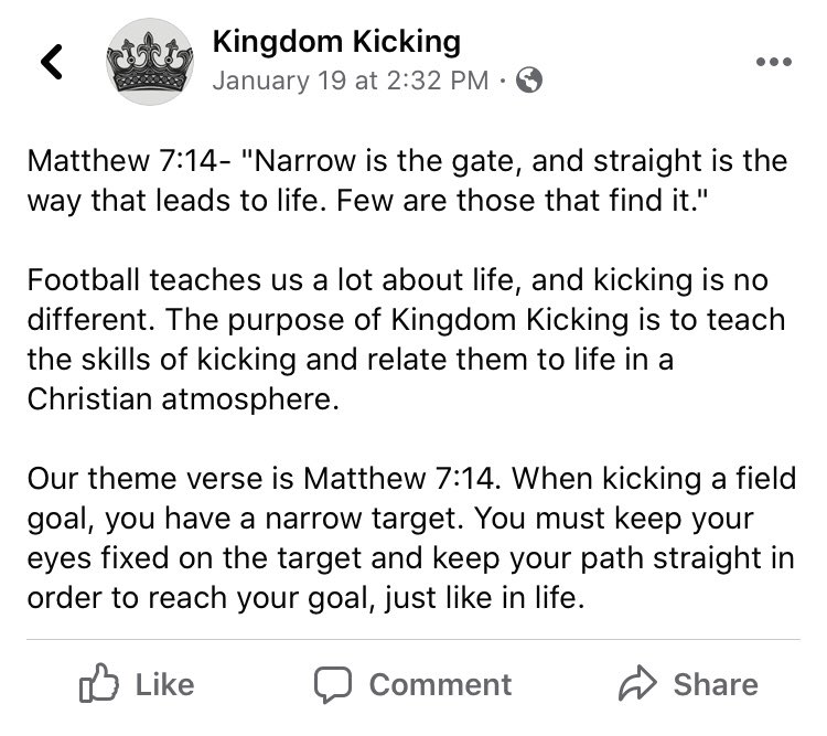 kingdomkicking's tweet photo. This is the purpose of Kingdom Kicking as described in our recent post on our Facebook page. Go follow Kingdom Kicking on Facebook for more! https://t.co/wBY8cZs7vP