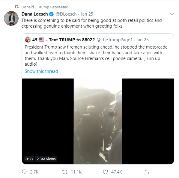 Trump not long after midnight last night (again according to the Trump Twitter Archive) retweeted Dana Loesch quote tweeting an account that has pushed QAnon content.