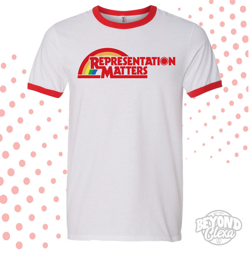 Many of you have asked about the awesome #RepresentationMatters shirts we offered in our Indiegogo campaign.  They were from our wonderful sponsor, @BeyondClexa and you can find that shirt and other great merch here: beyondclexa.com