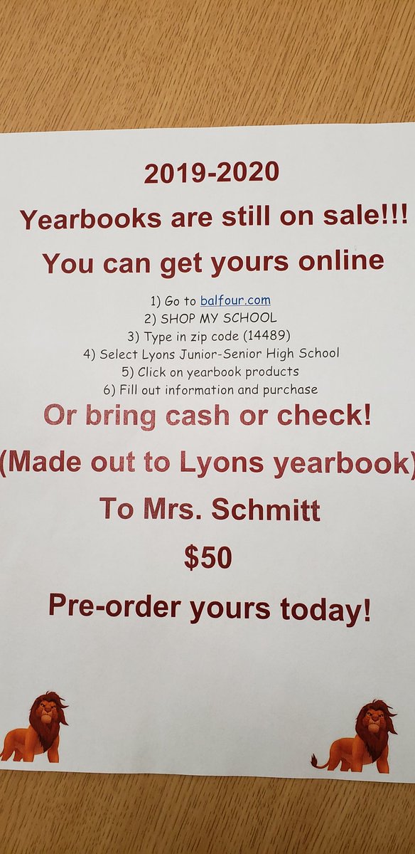 Order your yearbook!
@LyonsSchool