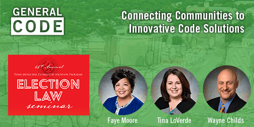 generalcode's tweet image. Meet with our team at the conference to hear how you can build a strong, progressive community with vital code content that’s easy to access and simple to use: generalcode.com 
#TMCA #TMCCP #Texas #MunicipalClerks #eCode360® #MapLink™ #localgov