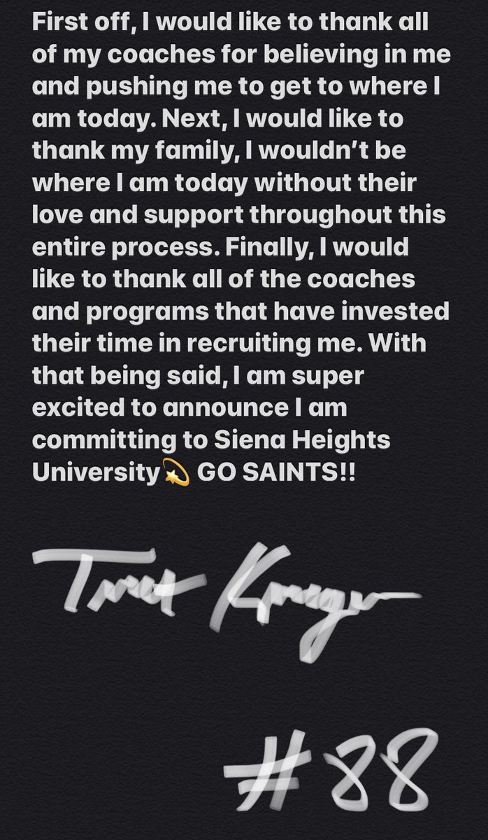 KregerTrent's tweet photo. Committed!!💪🏼💫 GO SAINTS!! @Coach_Shiels @CoachKohn12 @SienaHeightsFB @LapeerFootball @Lapeerschools https://t.co/RDtho1yPdh