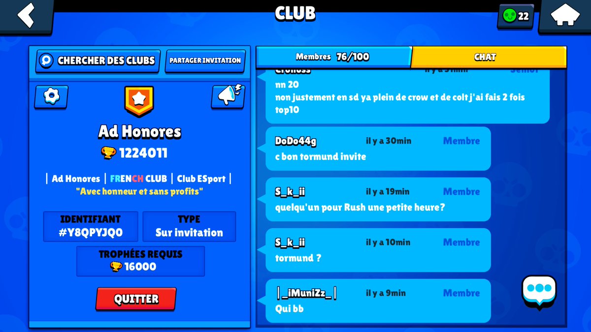 TormundLeBoss's tweet photo. Salutations toi qui regarde ce tweet 👀 @AdHonores_ est en pleine phase de recrutement, si tu as les trophées requis (16k 🏆 mini), que tu es actif et que tu aimes le rush le club est sans doute fais pour toi 😌
Discord💬: https://t.co/6QUJJRjFiL https://t.co/eAdgtET3Zb
