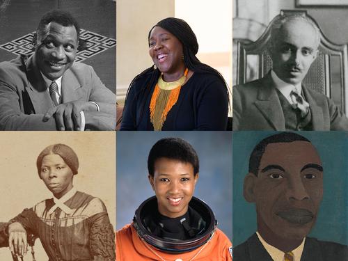 Collage of the African Americans who will be featured in library programming in February