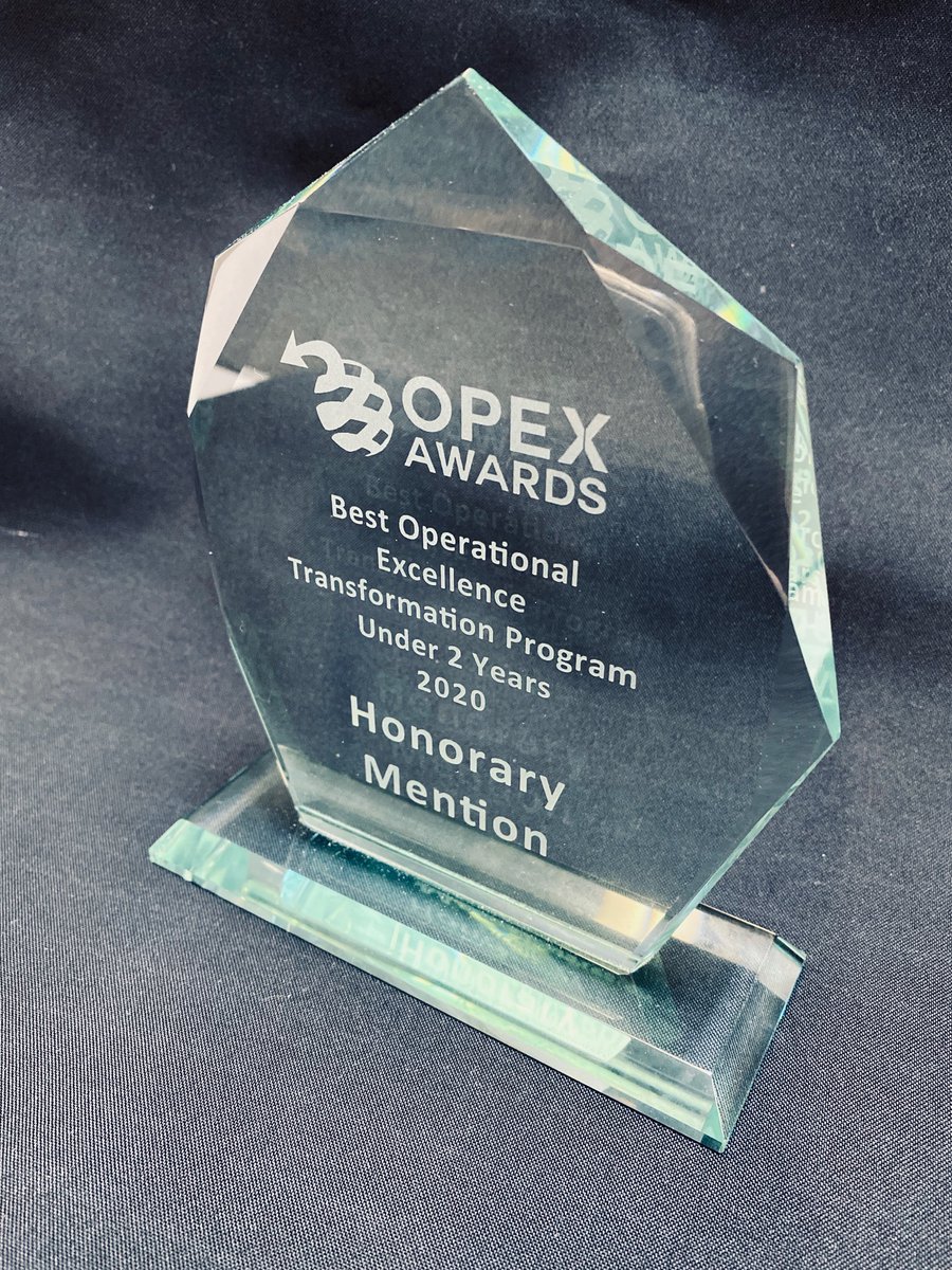 We are pleased to have won Honorable Mention for the 2020 Global OPEX Award in Best Operational Excellence Transformation Program Under 2 Years! Thank you <a href="/OPEXWeek/">OPEX Week</a> #OPEXWeek2020 #OPEXweek