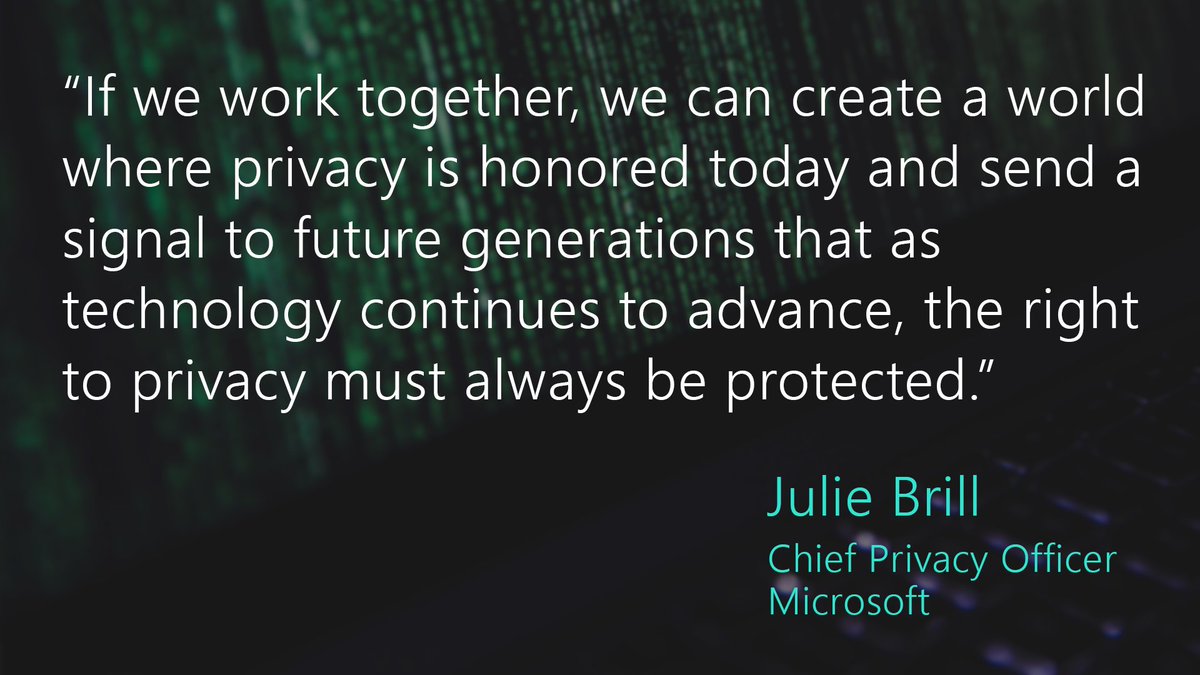 MSFTIssues's tweet image. Microsoft’s Chief Privacy Officer, @JulieSBrill on #DataPrivacyDay2020 today. Listen to her full speech here: msft.it/6008TZu0A