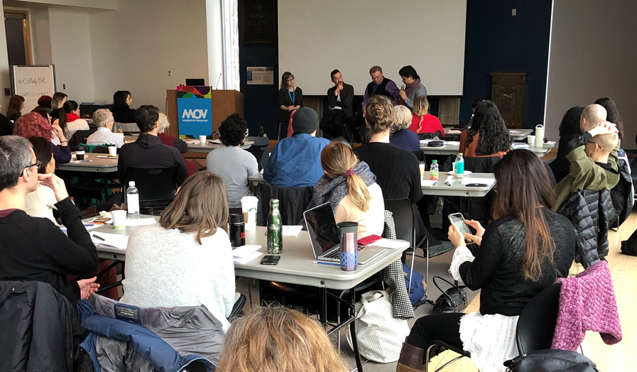 CanadaCouncil's tweet photo. Day 2 of #CollabBC is well under way @museumofvan! Participants are learning all kinds of things about funding, grant writing and the grant application process. They’re also hearing from artists @tweetsuro & @BrendanTang who are sharing insights about their personal experiences. https://t.co/p4yQQEWsFG