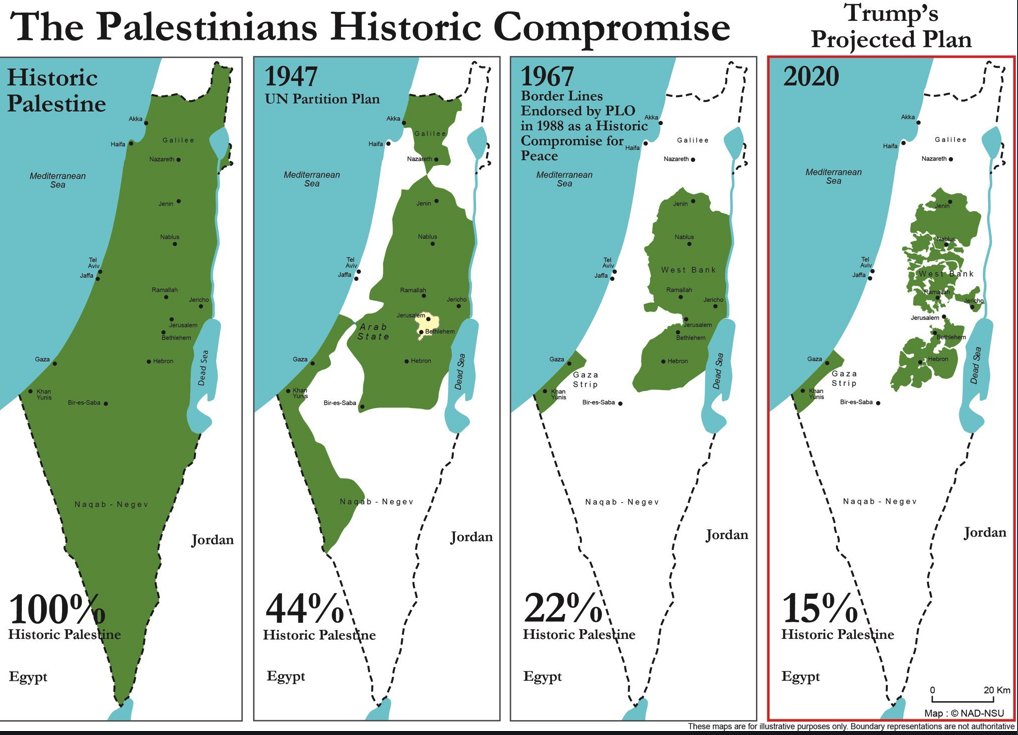 mikelayestaran's tweet photo. Lo que fue y lo que es el territorio palestino con el #DealOfTheCentury 
15% de la tierra https://t.co/2EAVN9FHpL
