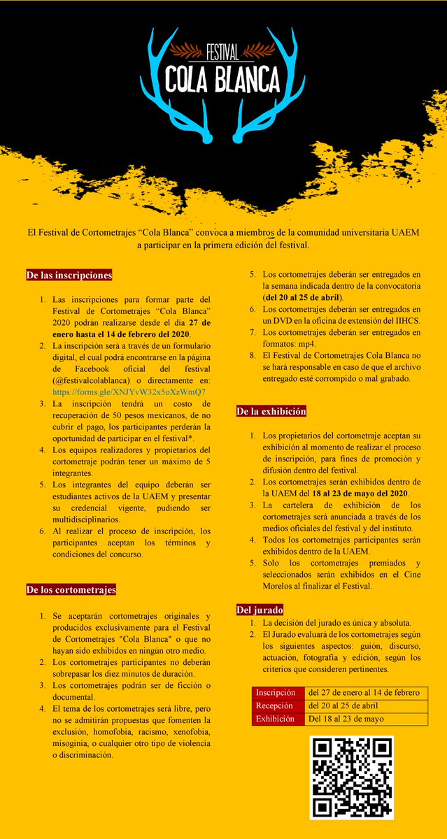CIIHu_UAEM's tweet photo. Ya está abierta la convocatoria del festival de cortometrajes Cola blanca.
#UAEM #CIIHu #cic https://t.co/Oqt8php6x4