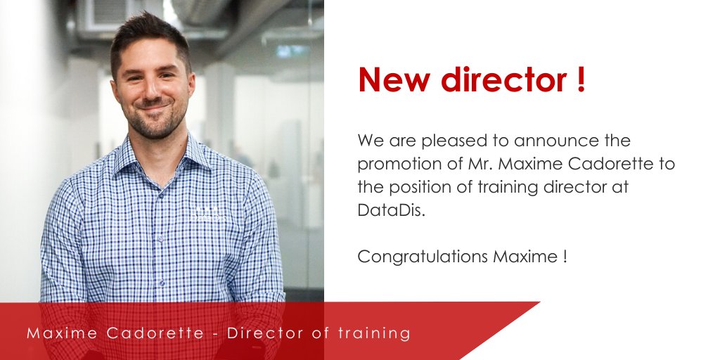 datadis's tweet photo. Congratulations to Maxime Cadorette for his new position as the Director of Training! It is the culmination of a remarkable journey within the DataDis team.
#DataDisTeam #DataDis #MIRRT https://t.co/mHl9yBRzvw