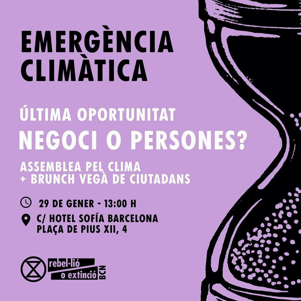 🚨 EMERGÈNCIA CLIMÀTICA 🚨

Dimecres, 29 de gener, a les 13.00 h a la Plaça de Pius XII #Barcelona
#29gen20

REBEL·LIÓ o EXTINCIÓ