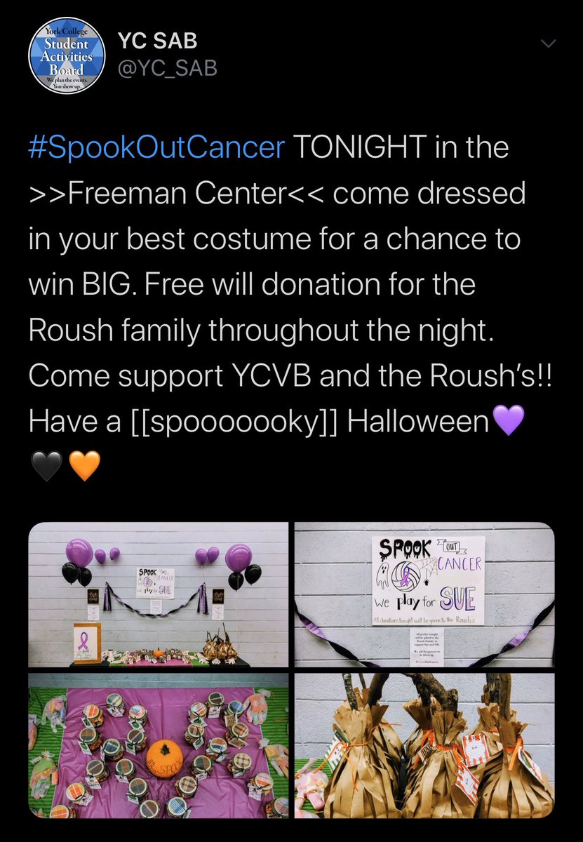 YUPanthersVB's tweet photo. We had the honor of dedicating a game to the late Sue Roush. Thank you Sue for teaching us strength during adversity. You most definitely fought the good fight. YCVB would like to send our condolences and prayers to our beloved Roush family. TEAM QUEEN FOREVER. 💜 #WeAreYC #MyYC https://t.co/fQT0RgMQEt