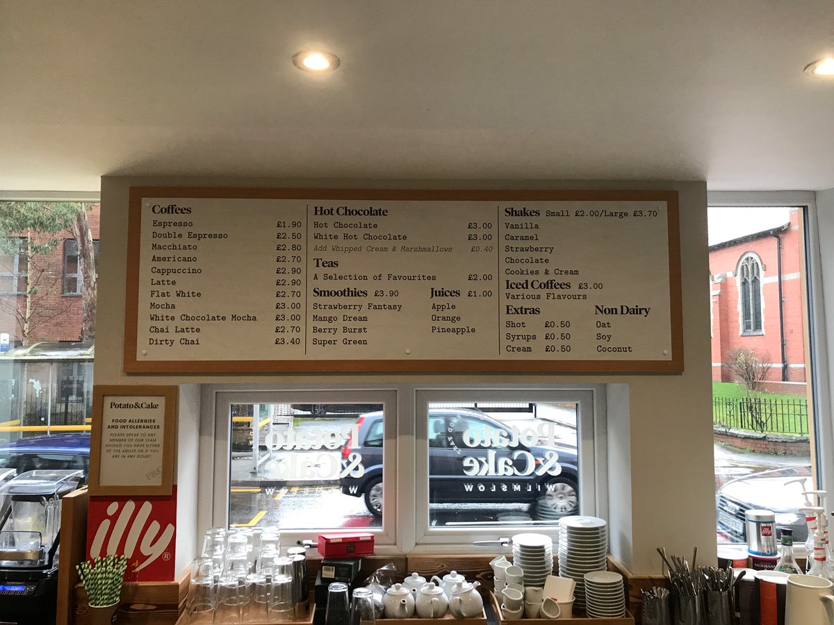 SXMacclesfield's tweet photo. Thank u for the repeat #business @PotatoandCake1 in #wilmslow with the update & recovering there existing menus on timber #panelsigns. 4 all your #signage needs 📞01625708844 #exteriorsigns #interiorsigns #alderleyedge #altrincham #poynton #cheshire #cheshireset #macclesfield https://t.co/1KNtybheJ9