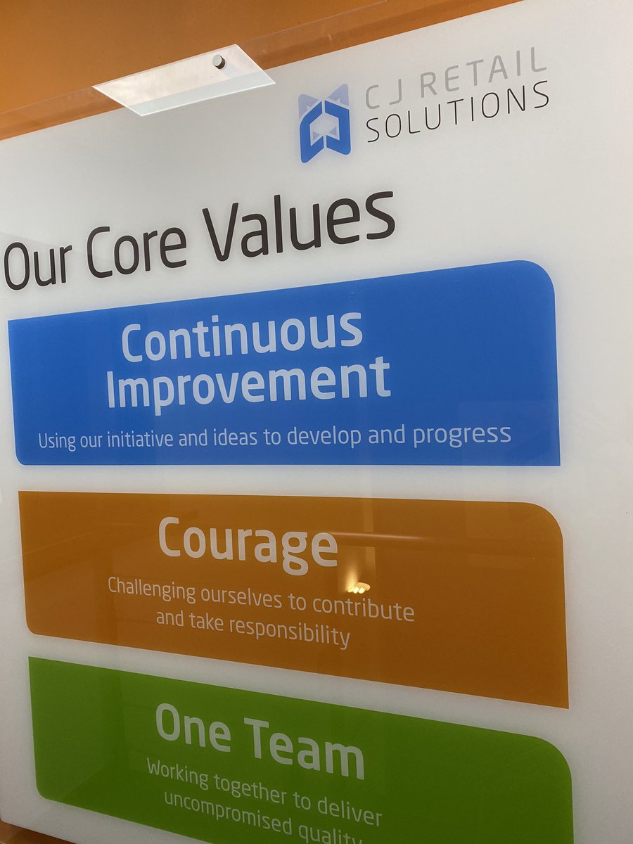ladybosshr's tweet photo. I love working with companies that stay true to their values.  @CJRSuk use visual aids in their office to remind both their people and clients what their core values are #corevalues #employerbrand #destinationemployer #engagement #HR https://t.co/ipgx8eNzzr