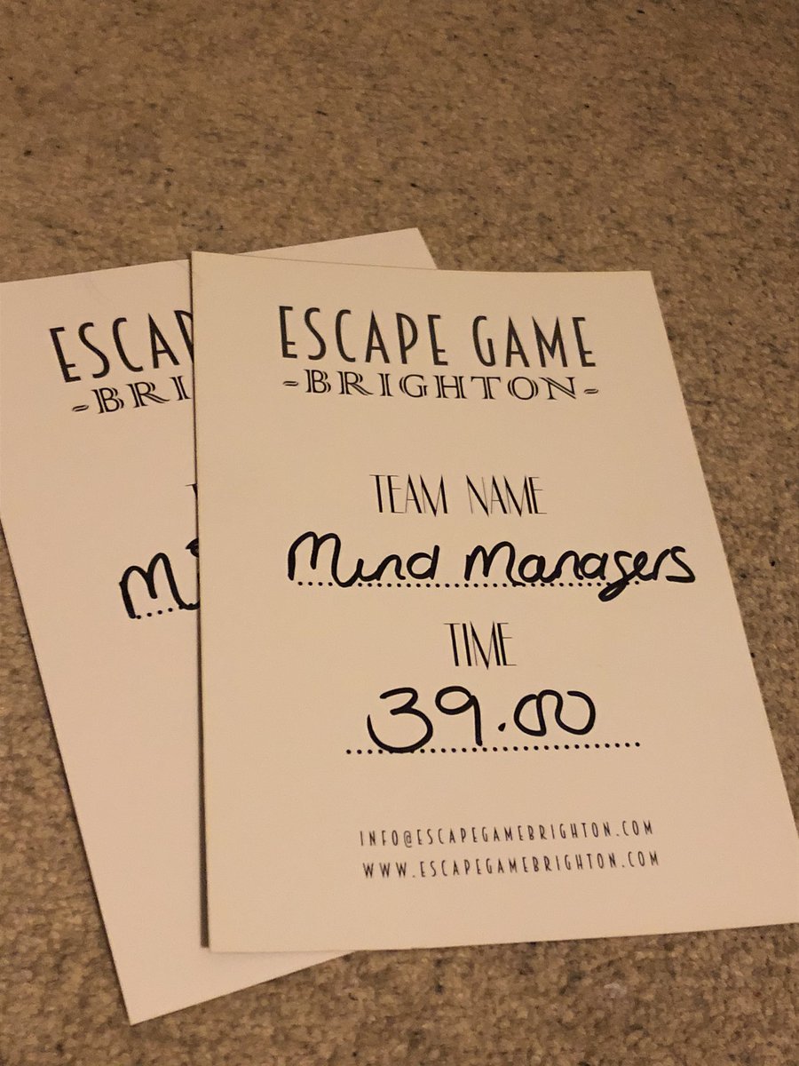 MindLondonRd's tweet photo. My fellow shop managers and I escaped both rooms! #mymindshop #teamwork #shopmanagers #debbiesclan #greatidea #escapegame #brighton https://t.co/C1r8MlfI3v