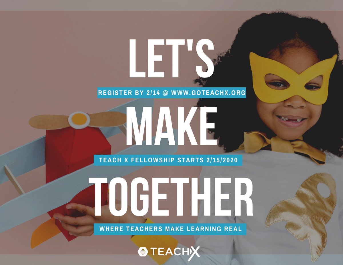 GoTeachx's tweet photo. We are excited to announce our Teach X Fellowship application has launched! If you or a teacher you know likes to experiment and try new things in the classroom, we want you! Apply today at https://t.co/ombikwSDZJ https://t.co/bq7uGDVCV5