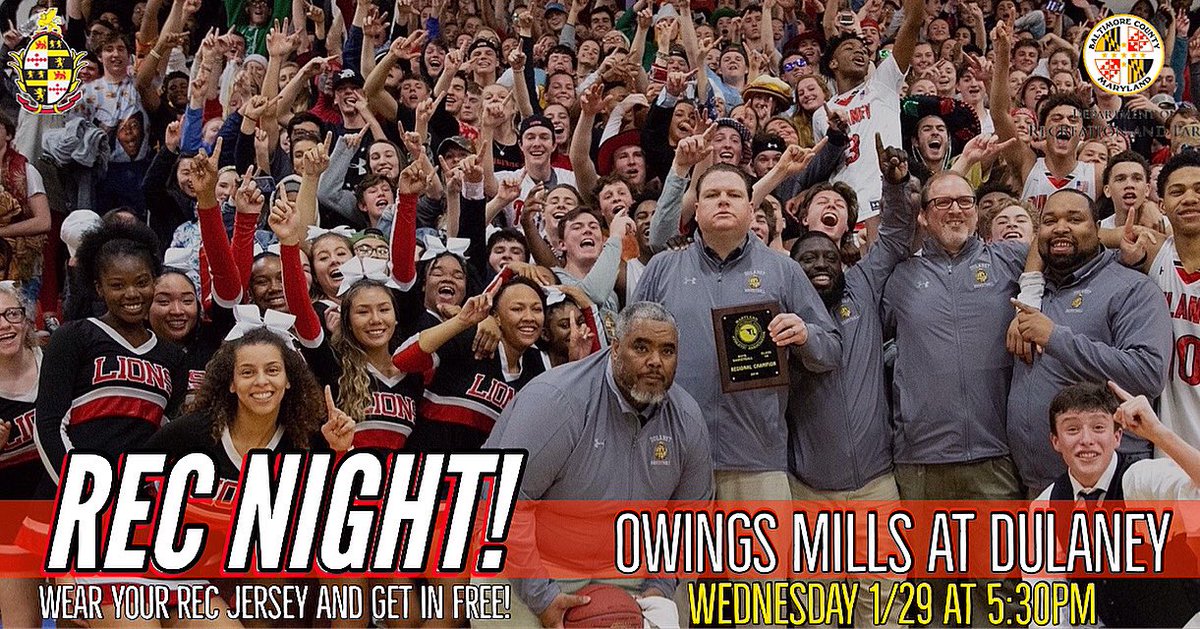 Big Men’s Basketball game tomorrow night at 5:30 vs Owings Mills. Wear any sports jersey at the door and you get in for free! #packtheden
