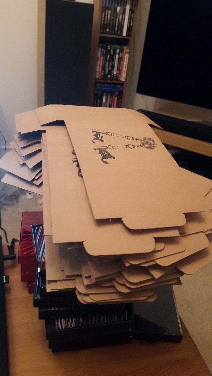 LugubriousAudio's tweet photo. Up all of last night stampin' &amp; slicin' - all orders will be shipped by the end of the week, friends. Thanks for your support! 💪✂️📯 https://t.co/oFupnnmT5Z