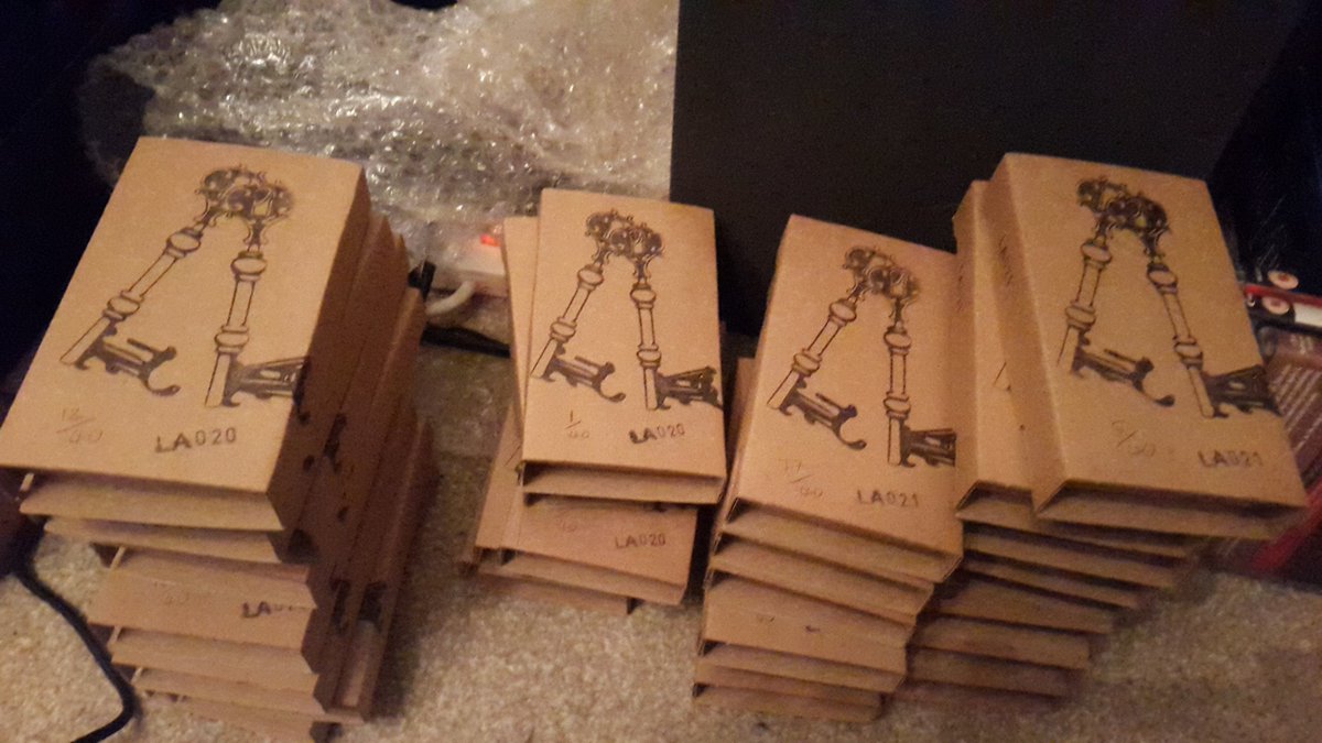 LugubriousAudio's tweet photo. Up all of last night stampin' &amp; slicin' - all orders will be shipped by the end of the week, friends. Thanks for your support! 💪✂️📯 https://t.co/oFupnnmT5Z