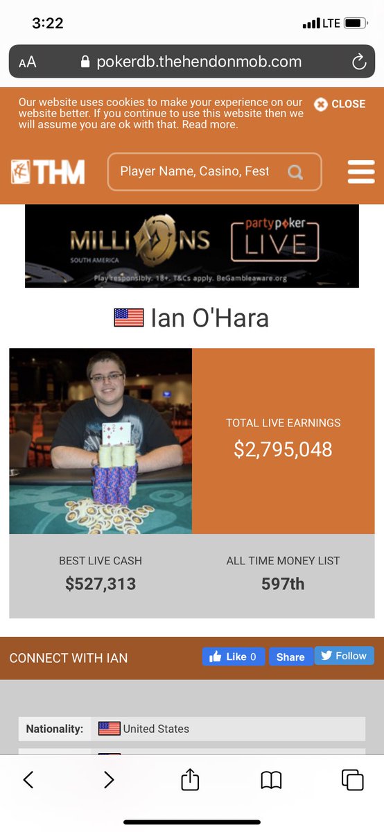 Poker is a cruel, ill fated mistress.

AA vs KQ suited (from Ian O’hara, who only has $2.7 mill in winnings) for top 10 in chips in the tourney.  

Three bet pre, got checked raised on the all heart flop, shoved, and that’s all she wrote.  Sucks.  Royally sucks.  

Go Nate Go.