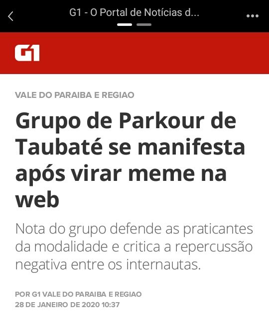 Grupo de Parkour de Taubaté se manifesta após virar meme, Vale do Paraíba  e Região