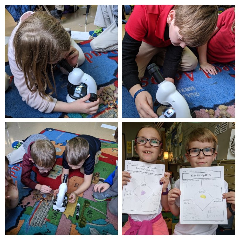 Sarahmo18852284's tweet photo. We worked on describing the different properties of the rocks we collected.
Thanks to one of my kiddos for bringing her microscope for us to use. They were so excited to see the rocks up close!
#SteamatStribling #rocks #rockproperties #geologists #welovescience ❤️😊👍⭐ https://t.co/xpM5ReETWl