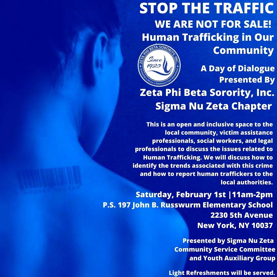 Register here: bit.ly/StopSexTraffick
@AtlanticReg1920 @ZPHIBHQ @ZetaOnFIRE
#zetaphibetasorority #stopsextrafficking #sextraffickingawareness #HarlemZetas #zetayouth #zetasengaged  #ZphibSNZ #ZetaPhiBeta2020 #ZPhiB #ZetasGetEngaged #nphcgreeks #NPHC #sextraffickingisreal